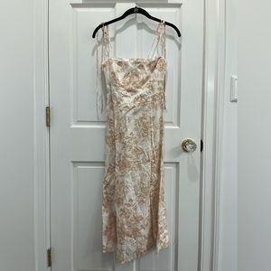 Reformation Pink Floral Linen MIDI Dress